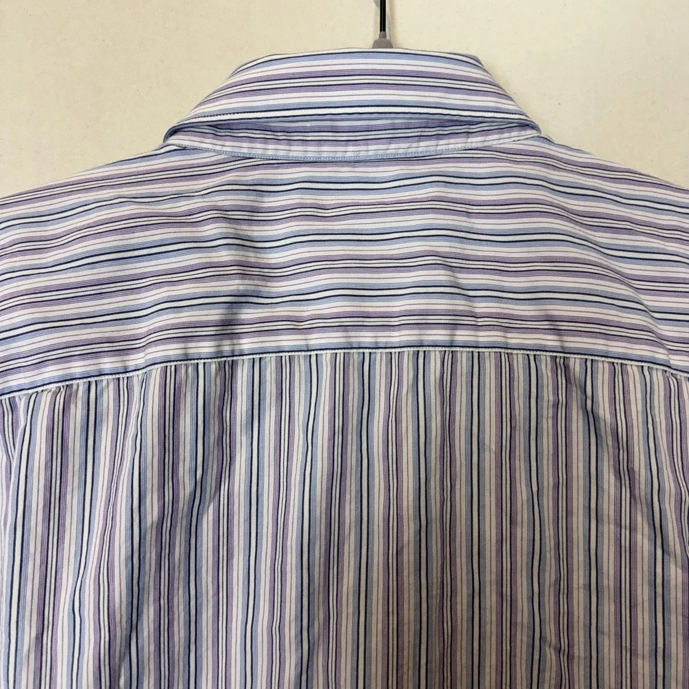 Banana Republic Dress Shirt Mens Medium 15.5 Blue Stripe‎ Slim Fit Button Down